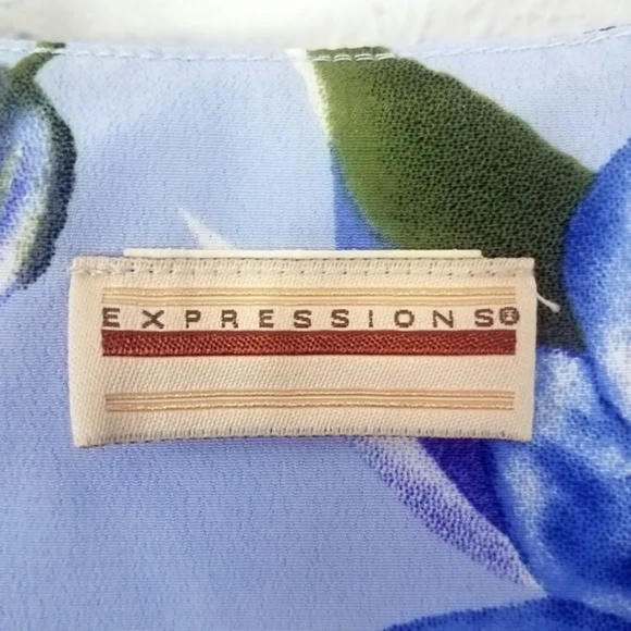 Expressions Women's Blue Floral V Neck Sleeveless Tie Waist Maxi Dress - Picture 6 of 9